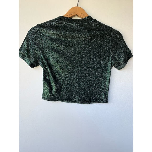 COPY - Size 4, TOPSHOP, shimmery green and black crop top - Picture 5 of 12